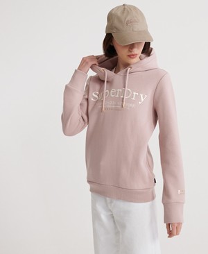 Superdry Embroidered Serif Női Kapucnis Pulóver Lila | XPASW3095